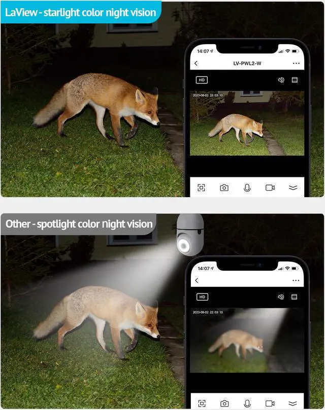 Alt view image 5 of 5 - LaView 4MP Bulb Security Camera 2.4GHz,360° 2K Security Cameras Wireless Outdoor Indoor Full Color Day and Night, Motion Detection, Audible Alarm, Easy Installation, Compatible with Alexa