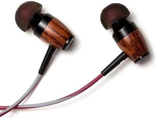 Alt view image 2 of 5 - Symphonized DRM Premium Genuine Wood in-Ear Noise-isolating Headphones with Mic (Red/Gray)