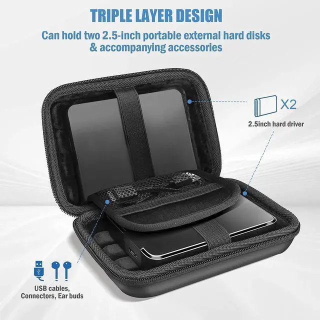 Alt view image 4 of 5 - ProCase Hard Drive Case 2.5 Inch Bundle with ProCase Hard Travel Tech Organizer Case Bag