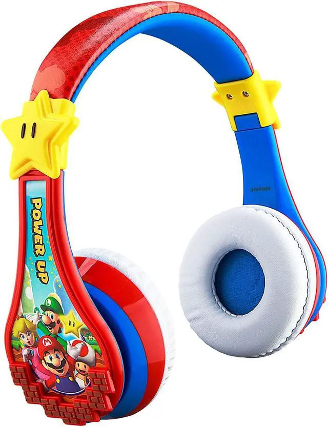 Main image of Super Mario Wireless Bluetooth Portable Kids Headphones with Microphone, Volume Reduced to Protect Hearing Rechargeable Battery, Adjustable Kids Headband for School Home or Travel