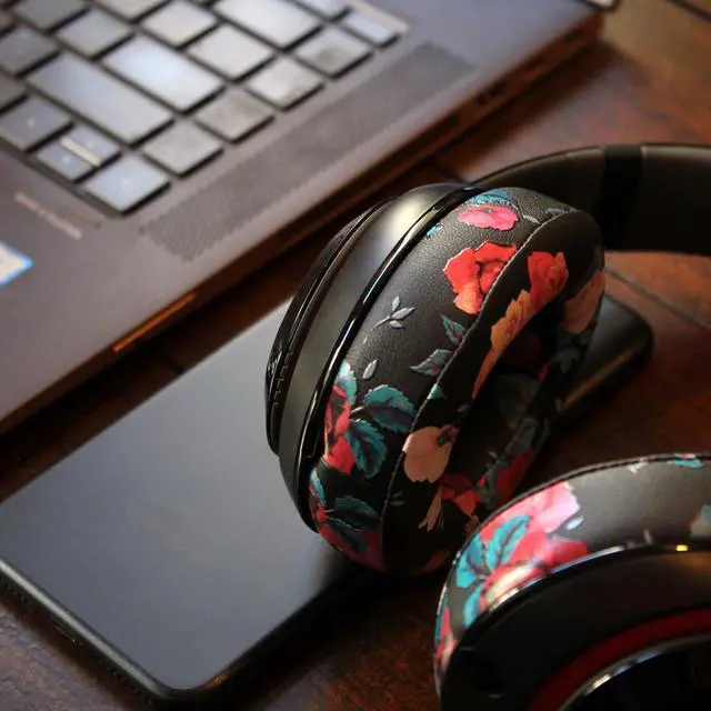 Alt view image 3 of 5 - WC Wicked Cushions Replacement Ear Pads for Beats Studio 2 & 3 (B0501, B0500) Wired & Wireless | Does NOT Fit Beats Solo | Softer PU Leather, Enhanced Foam & Stronger Adhesive | Black Floral