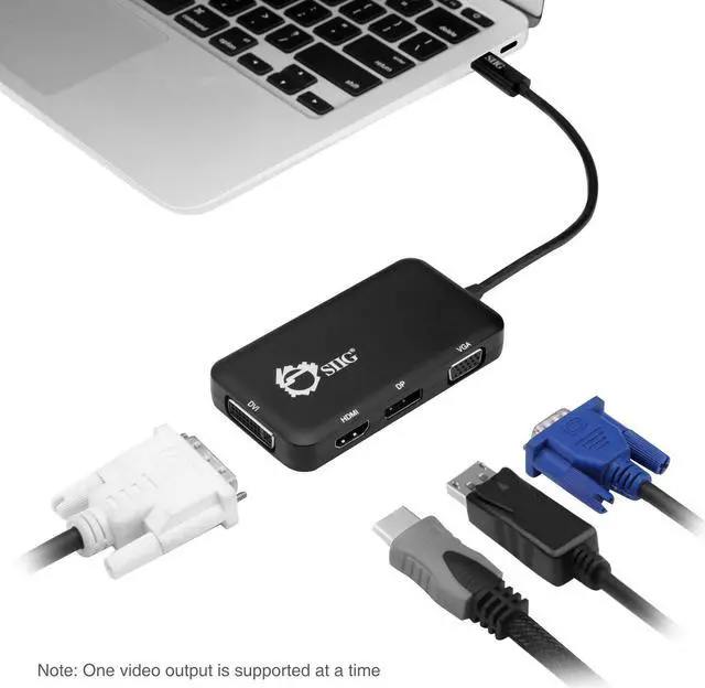Alt view image 4 of 5 - SIIG USB C to 4K HDMI/DisplayPort/VGA/DVI Multiport Adapter - Thunderbolt 3 Compatible - 4 in 1 for DisplayPort Alt Enabled Devices