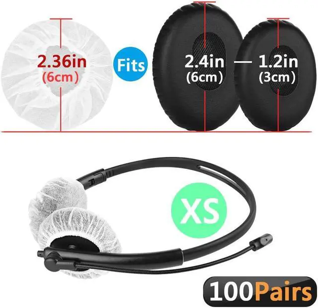 Alt view image 2 of 5 - Geekria 100 Pairs Disposable Headphones Ear Cover for Small Call Center Headset Earcup, Stretchable Sanitary Ear Pads Cover, Hygienic Ear Cushion Protector (XS/White)