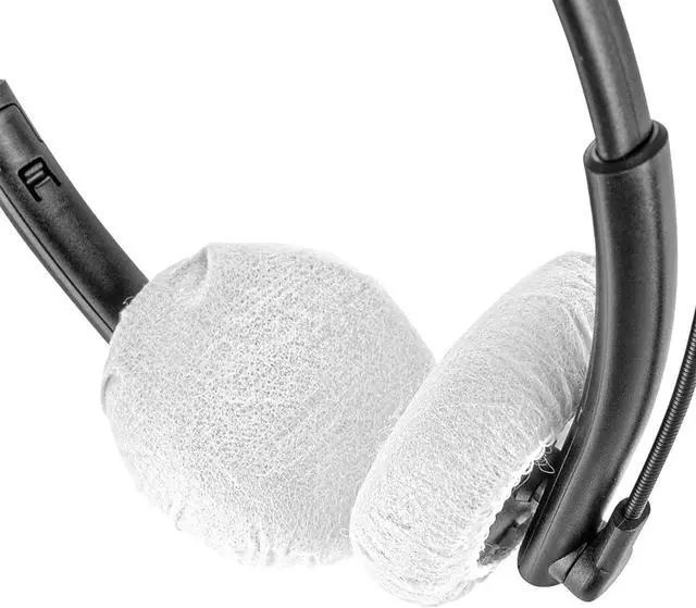 Alt view image 4 of 5 - Geekria 100 Pairs Disposable Headphones Ear Cover for Small Call Center Headset Earcup, Stretchable Sanitary Ear Pads Cover, Hygienic Ear Cushion Protector (XS/White)