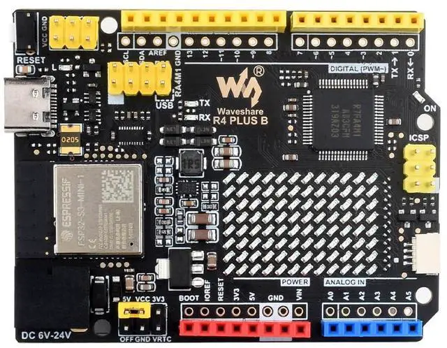 Main image of Waveshare R7FA4 Plus B Development Board, Based On R7FA4M1AB3CFM, Equipped with ESP32-S3FN8, Compatible with Arduino UNO R4 WiFi, Onboard 12x8 LED Matrix