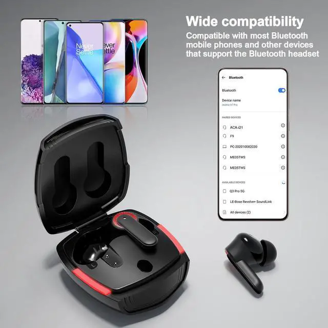 Alt view image 4 of 5 - True Wireless Earbuds for iPhone 13 Pro Max Bluetooth Headphones Noise Cancelling Earphone Stereo Bass Built-in Mic Headphone with Wireless Charging Case for iPhone 12 Pro Samsung S21 A12 Google Pixel