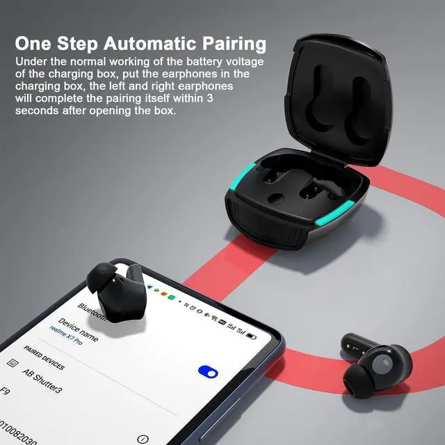 Alt view image 2 of 5 - True Wireless Earbuds for iPhone 13 Pro Max Bluetooth Headphones Noise Cancelling Earphone Stereo Bass Built-in Mic Headphone with Wireless Charging Case for iPhone 12 Pro Samsung S21 A12 Google Pixel