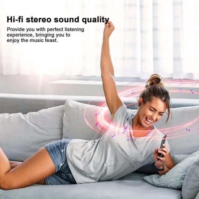 Alt view image 5 of 5 - True Wireless Earbuds for iPhone 13 Pro Max Bluetooth Headphones Noise Cancelling Earphone Stereo Bass Built-in Mic Headphone with Wireless Charging Case for iPhone 12 Pro Samsung S21 A12 Google Pixel