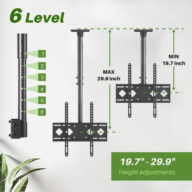 Alt view image 3 of 5 - AENTGIU Ceiling TV Mount Flip Down, Hanging TV Mount Fits Most 24-65 inch LED, LCD, OLED, Plasma Flat Screen TVs - Adjustable Height Full Motion 360° Rotation Tilting Swiveling Outdoor Gazebo tv mount