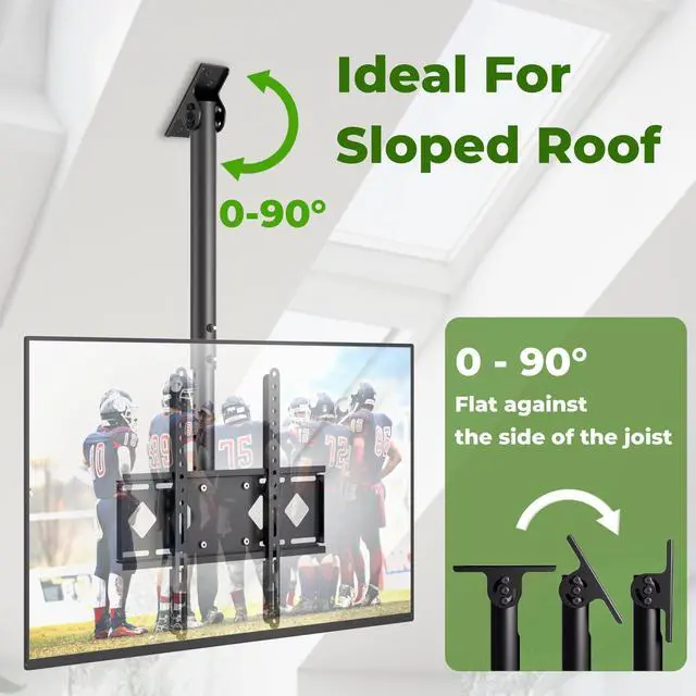 Alt view image 5 of 5 - AENTGIU Ceiling TV Mount Flip Down, Hanging TV Mount Fits Most 24-65 inch LED, LCD, OLED, Plasma Flat Screen TVs - Adjustable Height Full Motion 360° Rotation Tilting Swiveling Outdoor Gazebo tv mount