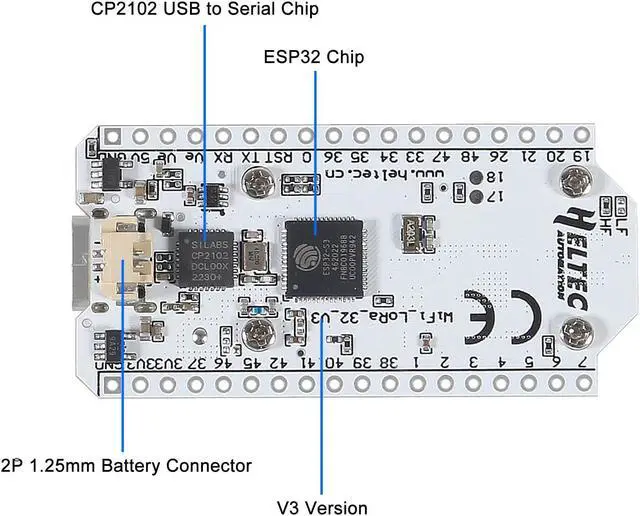 Alt view image 4 of 5 - AITRIP 2PACK 915MHz ESP32 LoRa 0.96 OLED Development Board V3 SX1262 Type-C with LoRa Antenna for Arduino NodeMCU IoT