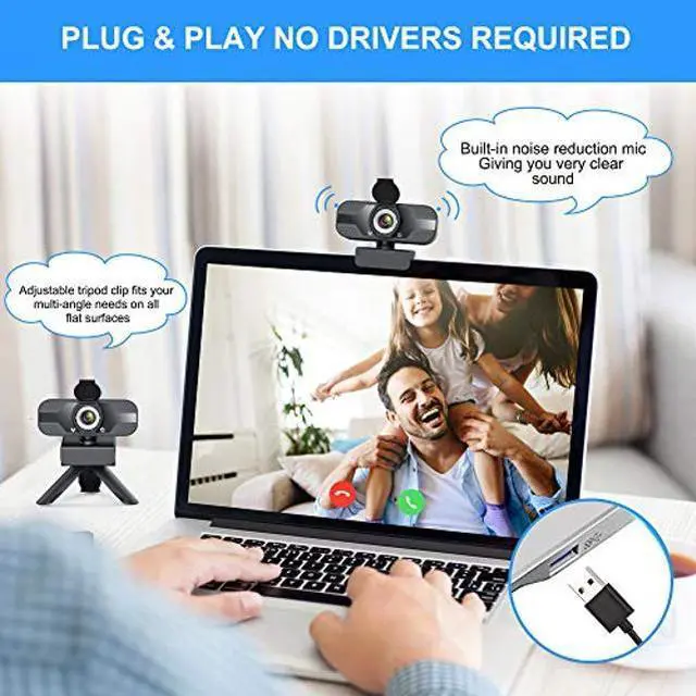 Alt view image 3 of 5 - Webcam with Microphone for Desktop, 1080P HD USB Computer Cameras with Privacy Cover&Webcam Tripod, Streaming Webcam with Flexible Rotatable Wide Angle Webcam for PC Zoom Video/Gaming/Laptop/Skype