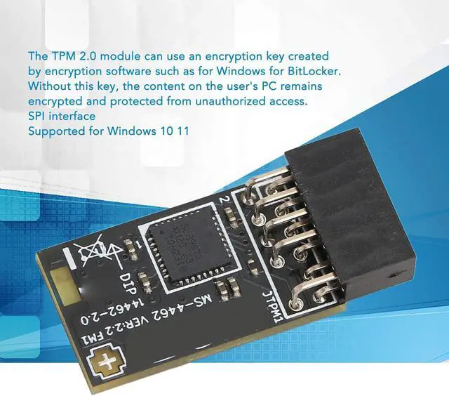 Alt view image 2 of 5 - ASHATA TPM2.0 Module TPM SPI 12Pin Encryption Security Module with SLB 9672 for Motherboards for 10 11