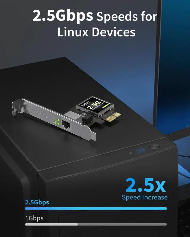 Alt view image 2 of 5 - BrosTrend 2.5GB Linux Compatible NIC, PCIe Network Adapter for Ubuntu, Fedora, Debian, Mint, Kali, Windows etc. PCIe Ethernet Card with Extra Low-Profile Bracket Supports All Linux Architectures