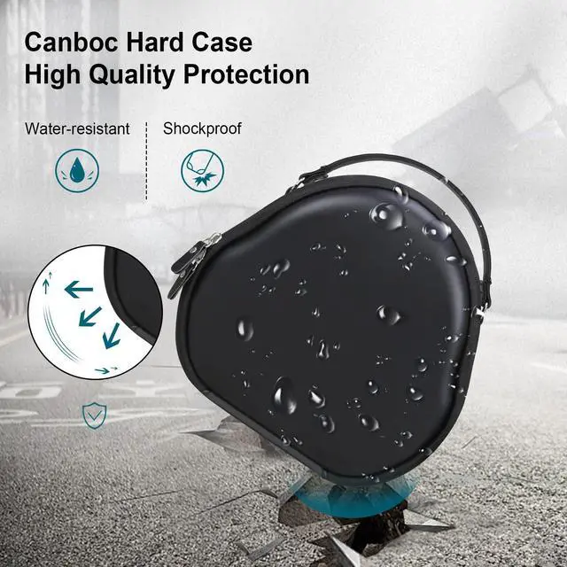 Alt view image 5 of 5 - Canboc Airpods Max Case for Apple AirPods Max Headphone, Hard Carrying Smart Headphones Case, Extra Space fits Cable, Charger, Black (PU)