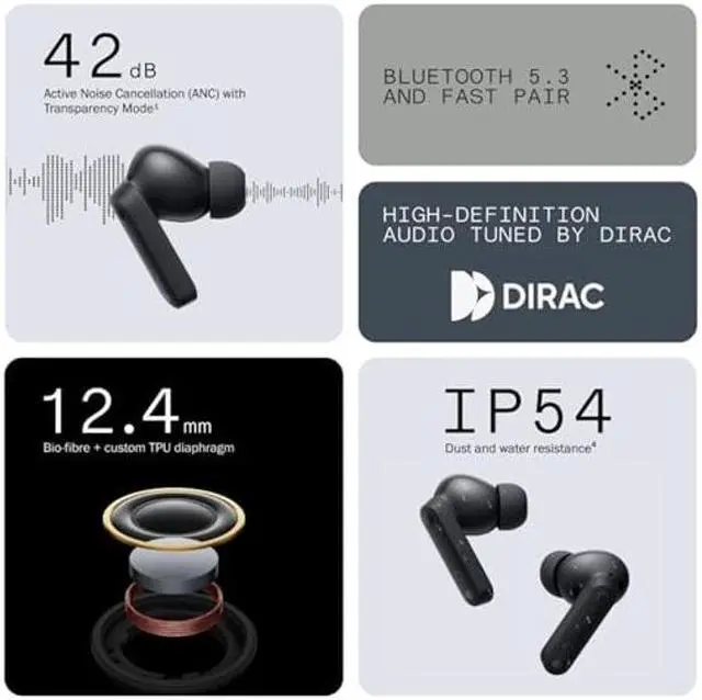 Alt view image 2 of 5 - CMF Buds Wireless bluetooth Earbuds, 42dB noise cancelling earbuds, Dirac HD Audio, 35.5H Playtime, BT5.3, IP54 Waterproof, 4HD Mics wireless headphones for iPhone & Android (Orange)
