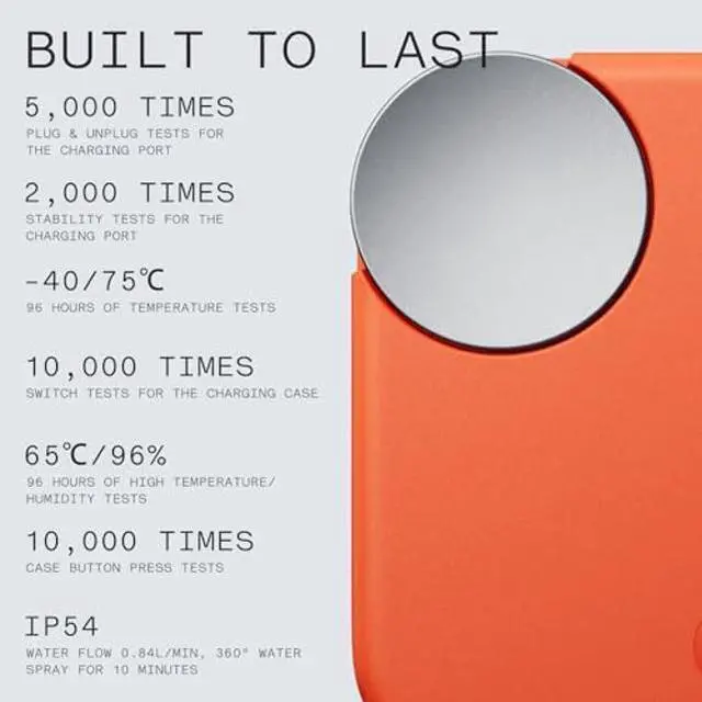 Alt view image 4 of 5 - CMF Buds Wireless bluetooth Earbuds, 42dB noise cancelling earbuds, Dirac HD Audio, 35.5H Playtime, BT5.3, IP54 Waterproof, 4HD Mics wireless headphones for iPhone & Android (Orange)