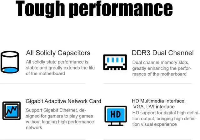 Alt view image 5 of 5 - ATX Motherboard 64GB DDR3 LGA1155 Computer Motherboard with SATA3.0, 4 USB3.0, 6 USB2.0, Gigabit NIC, PCIEX16 Graphics Card Slot