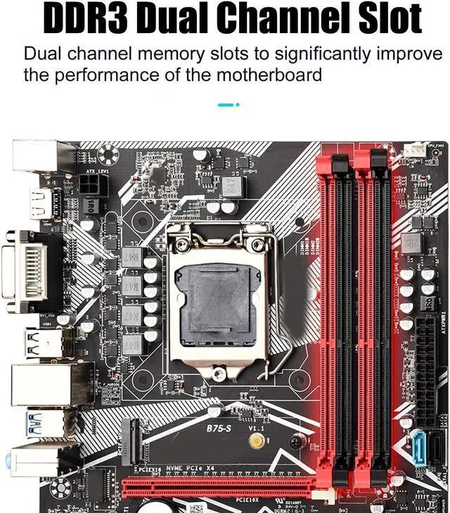 Alt view image 4 of 5 - ATX Motherboard 64GB DDR3 LGA1155 Computer Motherboard with SATA3.0, 4 USB3.0, 6 USB2.0, Gigabit NIC, PCIEX16 Graphics Card Slot