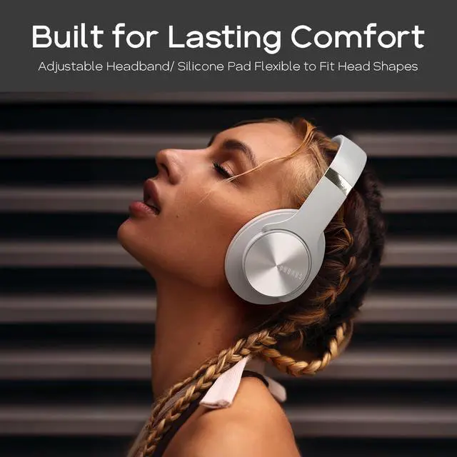 Alt view image 4 of 5 - DOQAUS Bluetooth Headphones Over Ear, 90H Playtime Wireless, 3 EQ Modes, HiFi Audio & Deep Bass, ENC Noise Isolating Mic, Soft Earpads for Phone/PC