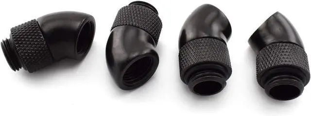 Alt view image 5 of 5 - Dracaena.io 6 Pack G1/4" Thread Male to Female Extender Fitting, 45° Rotary Fitting Adapter Connector for Computer Water Cooling System, Black