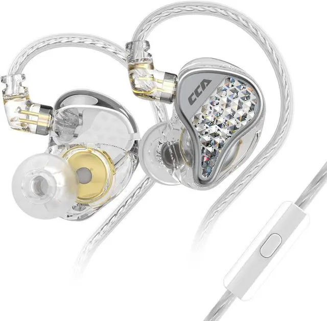 Main image of FEDAI CCA Lyra HiFi in-Ear Headphones/Earphones/Earbuds, 10MM Dynamic Driver in Ear Monitor with Unique Diamond-Like Faceplate,Detachable Exchangeable 0.75mm 2pin Silver-Plated Cable(Sliver, With Mic)