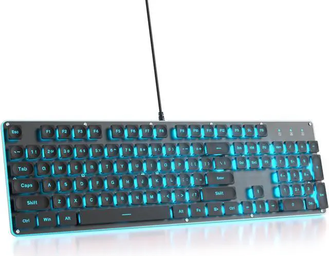 Main image of iTastatur Typewriter Keyboard 104-key Black Square Punk Gaming Keyboard LED Ice Blue Backlit Cute Keyboard with Wired USB Suitable for PC/Win/Mac/LaptopG1000/Black