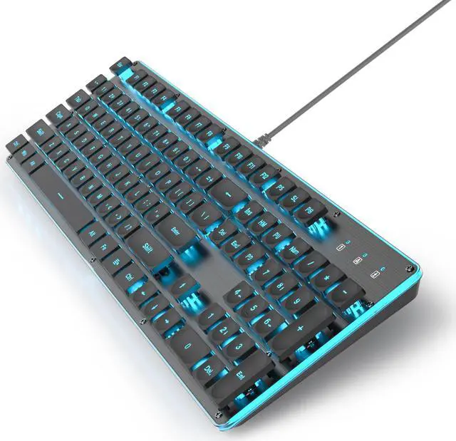 Alt view image 3 of 5 - iTastatur Typewriter Keyboard 104-key Black Square Punk Gaming Keyboard LED Ice Blue Backlit Cute Keyboard with Wired USB Suitable for PC/Win/Mac/LaptopG1000/Black