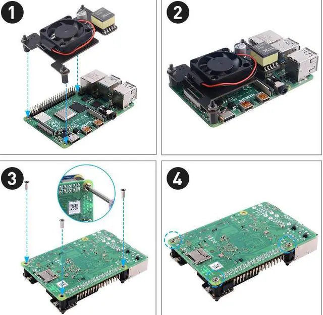 Alt view image 2 of 5 - GeeekPi Isolated PoE HAT for Raspberry Pi 4, Support IEEE 802.3af or 802.3at PoE Standard,with Cooling Fan 30x30x7mm for Raspberry Pi 4 Model B / 3B+ 3B Plus