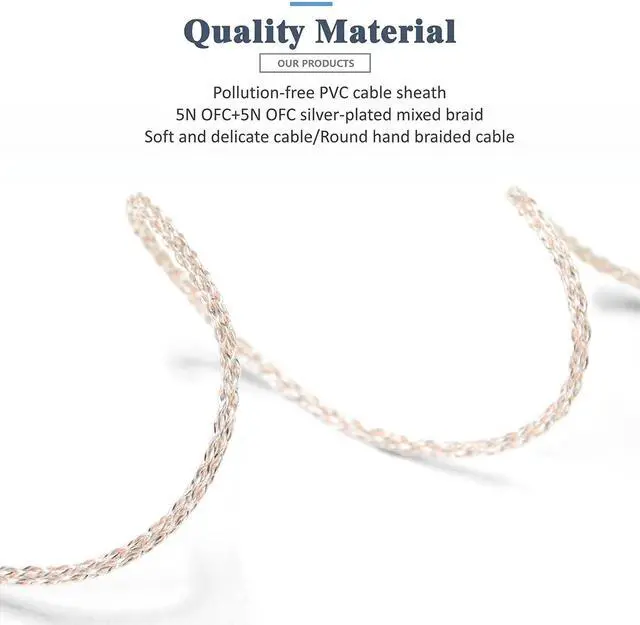 Alt view image 4 of 5 - MMCX Plug 5N OFC Copper+Graphene Earphone Replacement Cables for SHURE SE846 SE535 SE425 Xelento Remote T8iE T9iE Fidue A83 Sirius MkII Dunu DK3001Pro DK4001 UE900S W60 W80 (4.4mm Plug, MMCX)