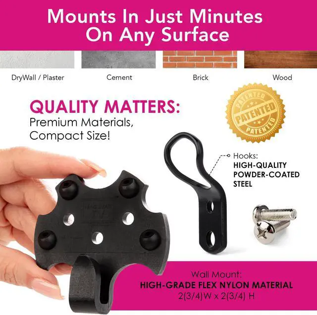 Alt view image 4 of 5 - HangSmart TV® Wall Mount NO Stud - Original & Patented Easy Install, DIY for 19-100" TVs, Holds Up to 150LBS, Fits Most LED LCD Flat Screens & Monitors, Includes Hardware