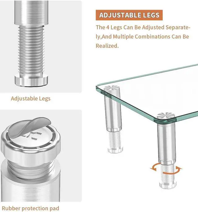 Alt view image 3 of 5 - Computer Monitor Riser with Height Adjustable Multi Media Desktop Stand&Top Shelf TV Mounting Bracket 12 Inch Flat Panel Mount