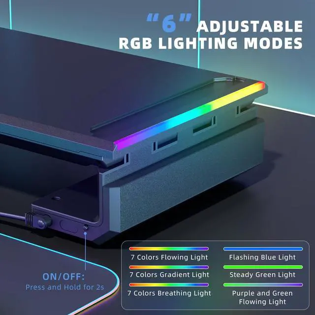 Alt view image 2 of 5 - Heymaster Monitor Stand for Desk, Gaming Monitor Riser with RGB Light, Foldable Computer Monitor Stand Riser, Desk Organizers and Accessories for Desktop, Printer (Black)