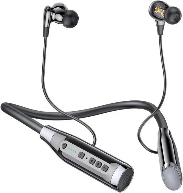 Main image of HURKEYE Bluetooth Headphones Neckband 100 Hours Extra Long Playback with Microphone Headset, 4 Speakers Heavy Bass Noise Reduction in Ear Wireless Earbuds Waterproof Running Workout (Black)