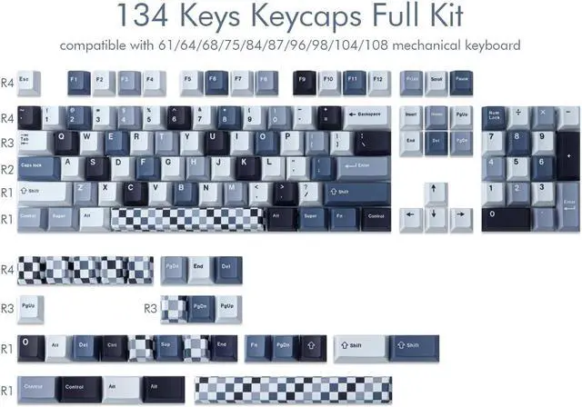 Alt view image 2 of 5 - Hyekit PBT Keycaps 134 Keys Mosaic Keycaps Cherry Profile Dye-Sublimation Custom Keycaps with 6.25U 7U Spacebar for Cherry Gateron MX Switches Mechanical Keyboard