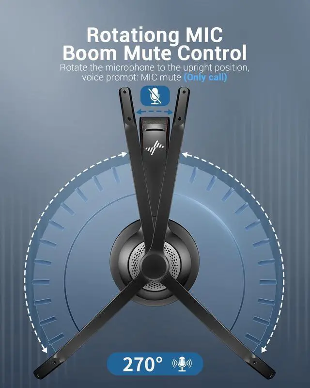 Alt view image 5 of 5 - JIAMQISHI Wireless Headset with AI Noise Cancelling Microphone Bluetooth Headset - Bluetooth V5.2 Headphones with USB Dongle & Mic Mute for Computer/Laptop/PC/iPhone/Android/Cell Phones