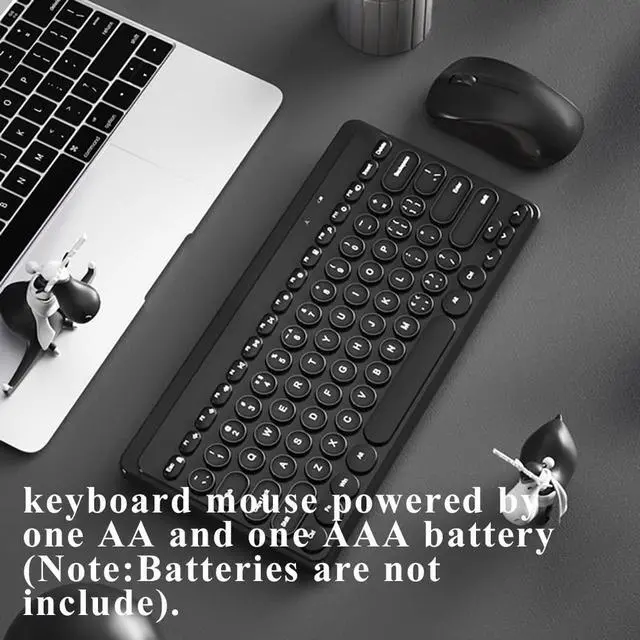 Alt view image 3 of 5 - Compact Keyboard MouseCombo,JieruiDeng 79-Key Retro Mini Cute Computer Keyboard 2.4G USB Wireless and Silent Mice Set for Laptop Desktop PC iPad (Black)