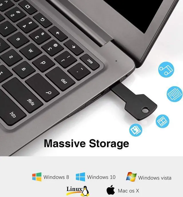 Alt view image 4 of 5 - USB Flash Drives 5 Pack 64GB USB 2.0 Metal Thumb Drives K&ZZ Jump Drive Memory Stick Key Shape for Students,Office,Company- Multicolor