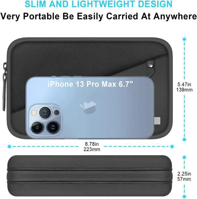 Alt view image 3 of 5 - Lacdo Electronic Organizer Accessory Pouch for MacBook Charger, Cables, Power Bank, Hard Drive, Travel Cords, SD Card, Water-resistant Storage Bag with Card Slots for Memory Card, Black