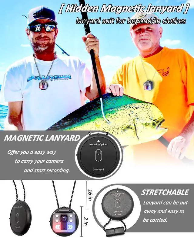 Alt view image 2 of 5 - [(Upgrade)] Body Camera with audio & Video Recording - 1080P Mini Small Portable Sport 64G Recorder - Flashlight HeadLamp Waterproof Cam - For Child Pet Home Outdoor fishing Camping (Magnetic Lanyard)