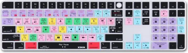 Main image of XSKN Final Cut Pro EU US Common Version Silicone Keyboard Cover Skin for 2020-2023 Apple Magic Keyboard with Touch ID and Numeric Keypad A2520 (Left 3 Keys Not Suite for 2024 New One Model)