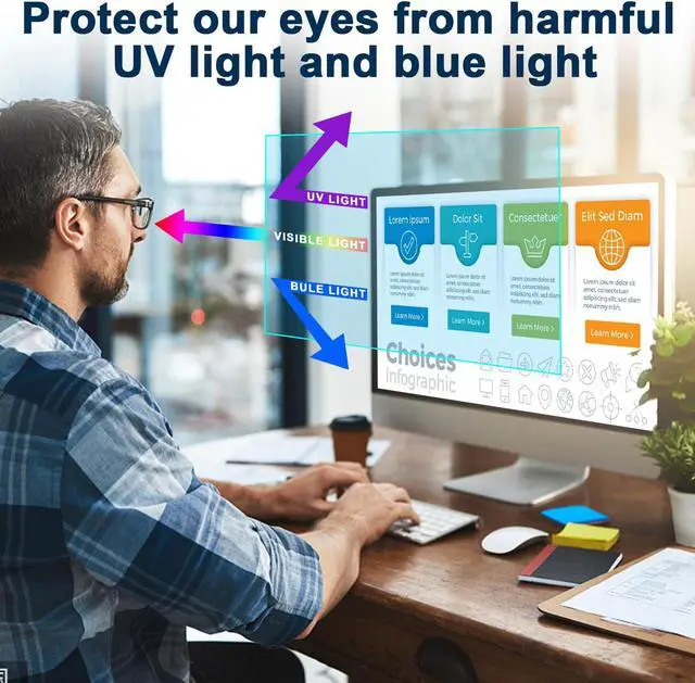 Alt view image 3 of 5 - 21.5 inch Monitor Anti Blue Light Anti Glare Screen Protector for Diagonal 21.5" Desktop Monitor with Aspect Ratio 16:9, Compatible with Dell/HP/Acer/ViewSonic/ASUS/Aoc/Samsung/Sceptre/LG Diagonal 21.