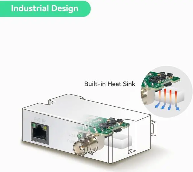 Alt view image 2 of 5 - LINOVISION LR1002-1EC POE IP Over Coax EOC Converter Single Port Long Reach Ethernet Over Coax Extender for CCTV IP Camera(Receiver Only)