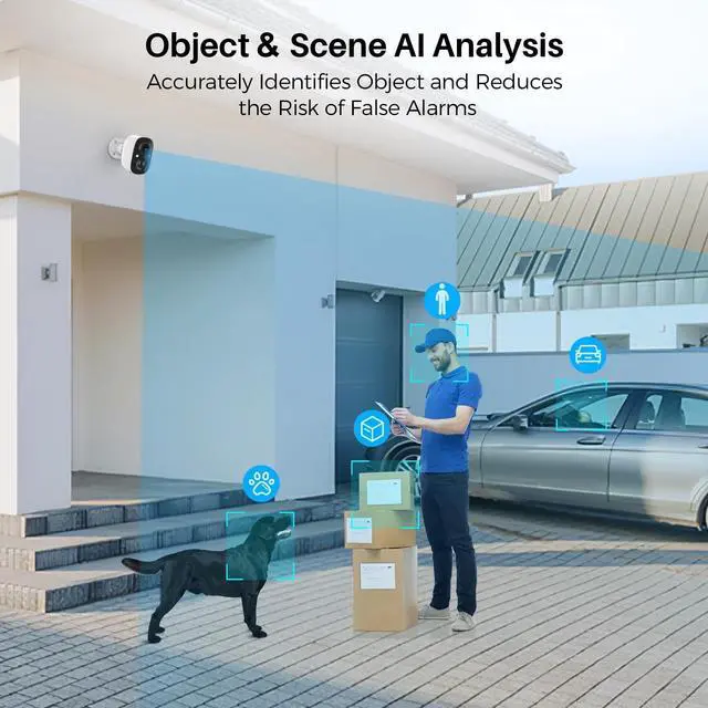 Alt view image 2 of 5 - MaxiViz Security Cameras Wireless Outdoor, Outside Cameras for Home Security with AI Motion Detection, Battery Powered, 2K Color Night Vision, IP66 Weatherproof, 2-Way Talk, SD/Cloud Storage (2 Packs)