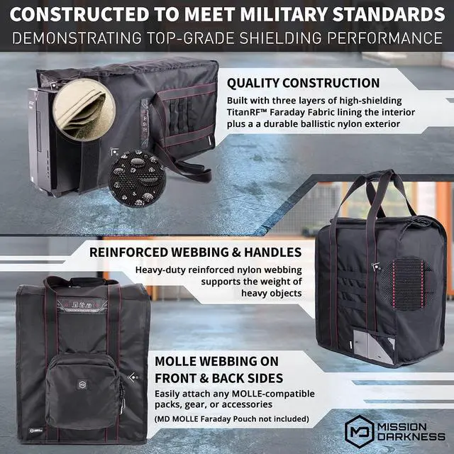 Alt view image 3 of 5 - Mission Darkness T10 Faraday Bag for Computer Towers & XL Electronics  Military-Grade RF Signal Blocking, EMP & CME Protection  Digital Forensics, Preppers, and Personal Security  Made in USA