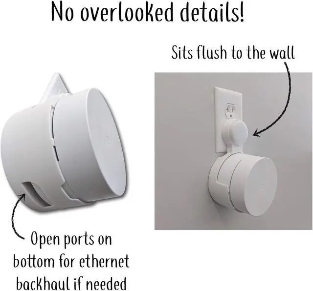 Alt view image 5 of 5 - Google WiFi Outlet Holder Mount: [New 2020  Present Version  Round Plug] The Simplest Wall Mount Holder Stand Bracket for Google WiFi Routers and Beacons - No Messy Screws! (3-Pack)