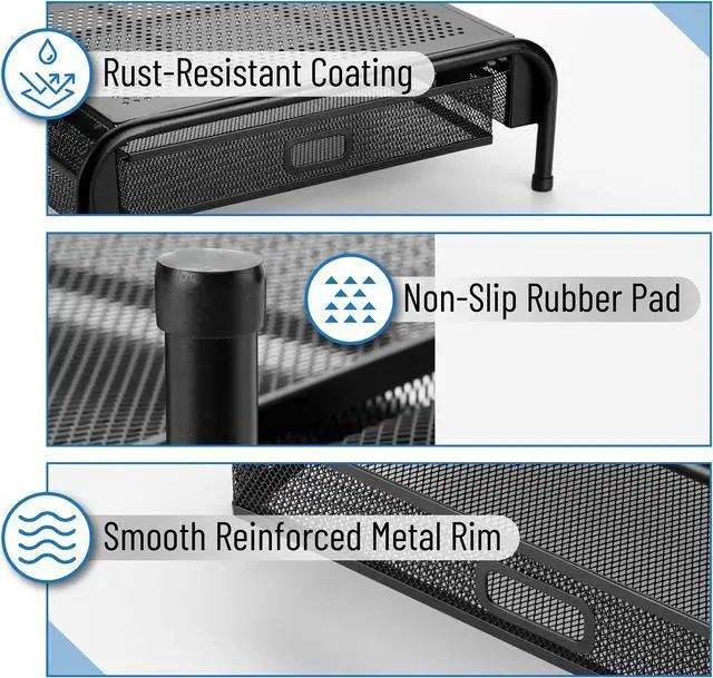 Alt view image 4 of 5 - Mr. Pen- Metal Mesh Monitor Stand With Drawer, Computer Stand for Desk With Storage, Desktop Riser