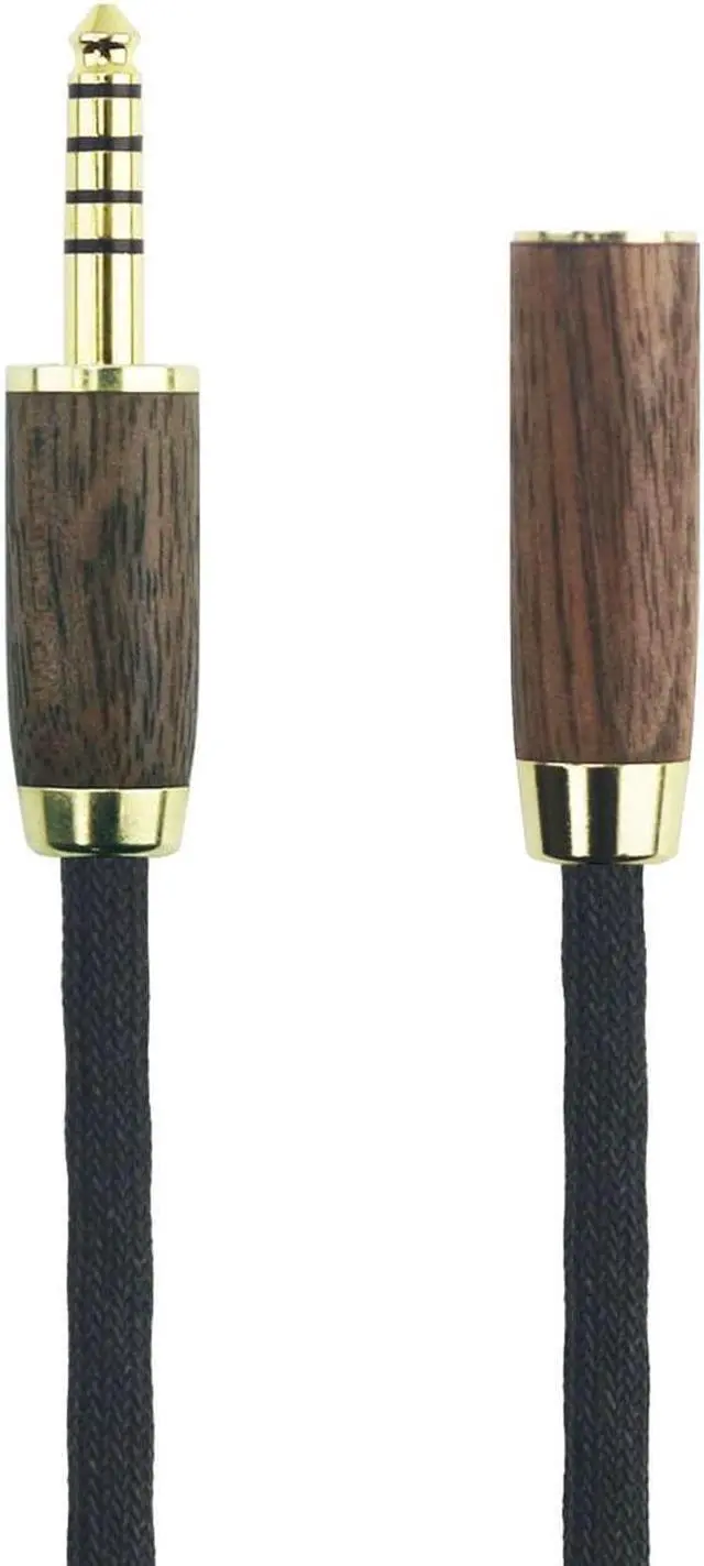 Alt view image 3 of 5 - NewFantasia 4.4mm Male to 4.4mm Female Balanced Headphone Audio Adapter Cable Extension Cord 6N OCC Copper Single Crystal Silver Plated Wire Walnut Wood Shell 1.5meters/4.9ft