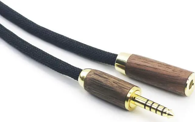 Alt view image 5 of 5 - NewFantasia 4.4mm Male to 4.4mm Female Balanced Headphone Audio Adapter Cable Extension Cord 6N OCC Copper Single Crystal Silver Plated Wire Walnut Wood Shell 1.5meters/4.9ft