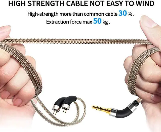 Alt view image 3 of 5 - okcsc 0.75/0.78MM 2Pin Earphone Cable Silver Plated 6N OCC High Purity Beryllium Copper for Final Audio FIIO FH1s JH3 KZ EDX ZST ES4 ED12 ZSR AS10 CCA C10 A3000 MAKE4 IEM Cable with 4.5MM Plug 4FT